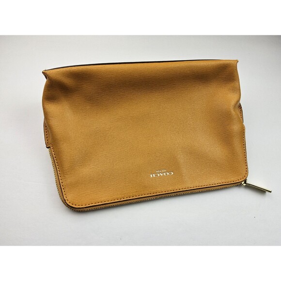 Coach Leather Zipper Cosmetic Makeup Bag Pouch Clutch Purse - Picture 6 of 7